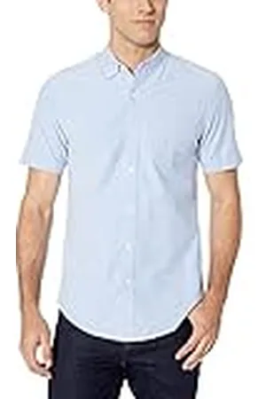 Amazon Camisa Oxford con Bolsillo de Manga Corta y Ajuste Entallado Hombre, , XL