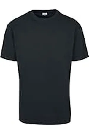 Urban classics Camiseta básica de manga corta, cuello redondo normal, de algodón grueso, largo normal, oversized, de hombre, moderna, color negro, talla M