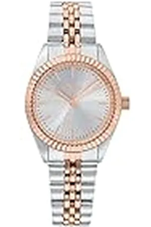 QS by s.Oliver Reloj de pulsera analógico de cuarzo para señora, con brazalete de acero inoxidable, bicolor, hermético 3 bar, se entrega en estuche de regalo, 2033525