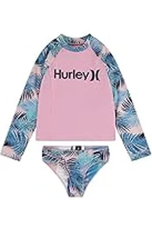 Hurley Hrlg Ls Upf Top/Bottom 2pc, Bikini Set Niñas, Cor De Rosa , 12 Años