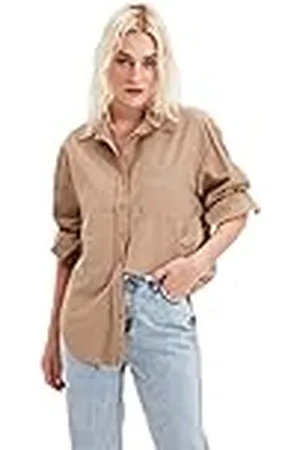 Trendyol Woman Basics Tejida con Cuello de Camisa básica de Gran tamaño, , 40 para Mujer