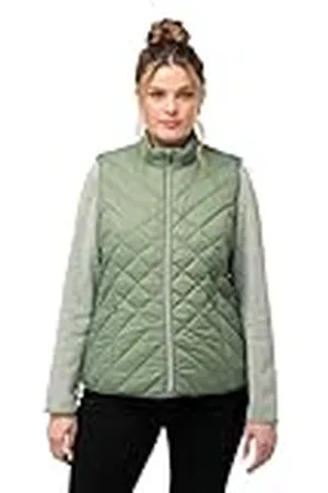 Ulla Popken Mujeres, tallas grandes, chaleco acolchado HYPRAR, repelente al agua, cuello alto, reciclado