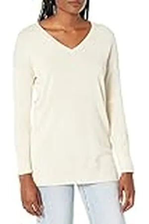 Amazon Jersey Tipo Túnica Ligero de Manga Larga y Cuello en Pico (Disponible en Tallas Grandes) Mujer, , L