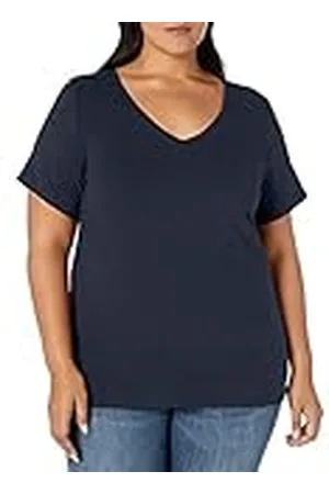 Amazon Camiseta de Manga Corta con Cuello en V de Talla Grande Mujer, , 6XL Grande