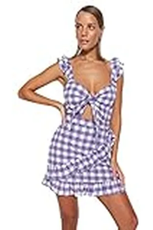 Trendyol Plaid Frilly Beach Dress Vestido, , 34 para Mujer