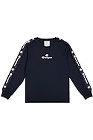 Champion Legacy Retro Sport B (306860) - Camiseta de manga larga con cuello redondo Arm Logo LS, Azul marino (NNY), 9-10 años (M) Niños FW24