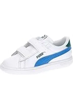 PUMA Smash 3.0 L V Inf, Sneaker Unisex niños, White-Hyperlink Blue-Cold Green, 21 EU