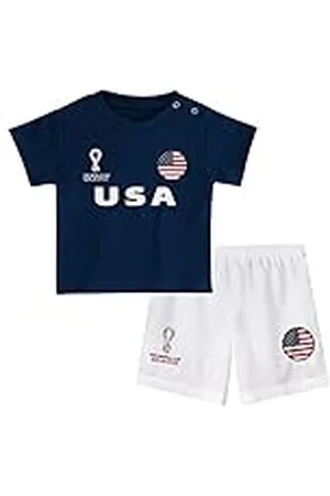 FIFA Unisex Kinder Official World Cup 2022 Tee & Short Set, Toddlers, USA, Alternate Colours, Age 2, White, Small