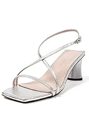 L37 Handmade Shoes That Hill, Sandalia de tacón Mujer, Plata, 37 EU