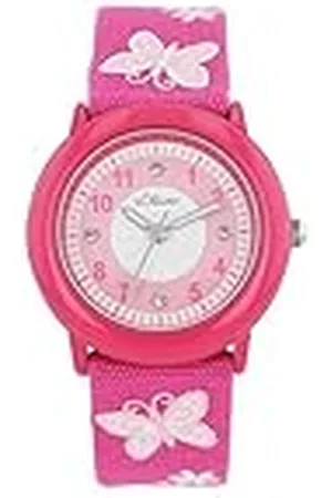 QS by s.Oliver Reloj de Pulsera para niñas Reloj de Cuarzo analógico, con Correa Textil, Rosa, 3 Bar Resistente al Agua, Viene en Caja de Regalo, 2036748
