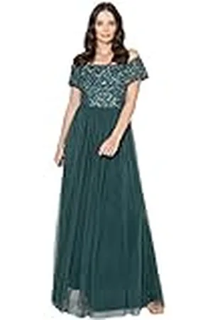 Maya Deluxe Vestido Maxi Adornado Maya Bardot Dama de Honor, Verde Esmeralda, 46 para Mujer