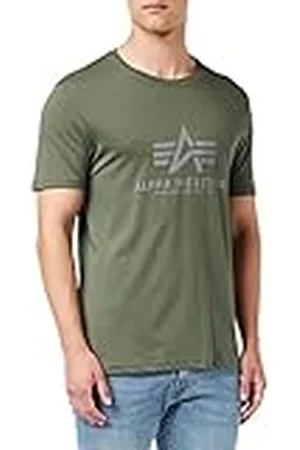 Alpha Industries Basic Camiseta, Verde (Dark Olive-142), L para Hombre