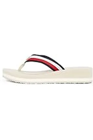 Tommy Hilfiger Chanclas Mujer Wedges Sandalias, Marfil (Muslin), 41