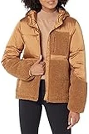 Amazon Chaqueta Acolchada con Cremallera Completa, Capucha y Forro Polar Sherpa Mujer, , M