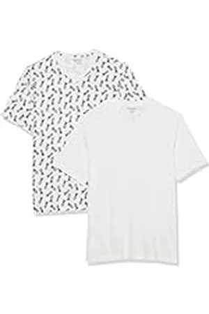 Amazon Camiseta de manga corta, cuello de pico, corte recto (disponible en tallas grandes y largos especiales) Hombre, Pack de 2, , S