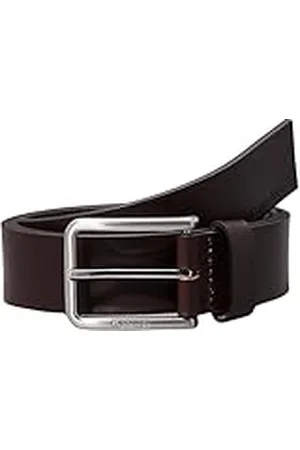 Calvin Klein Cinturón de Piel para Hombre Warmth Oiled Grain 3.5 Cm, Marrón (Dark Brown), 85 Cm
