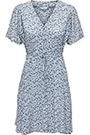 ONLY Onlevida S/S Short Dress Wvn Noos Vestido, Azul Provincial/AOP: Sadie Flower, Medium Mujeres
