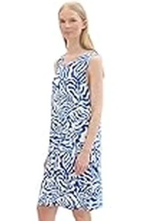 TOM TAILOR 1041520 Vestido, 35306-Árbol de Palma Blanco, 42 para Mujer