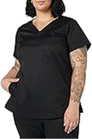 Amazon Top de corte clásico con cuello de pico y manga corta (disponible en tallas grandes), ideal para sanitarios Mujer, , XL