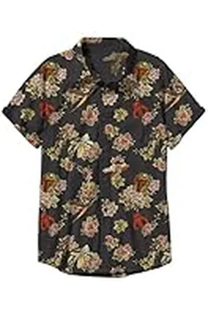STAR WARS Button Down Shirt Camisa de Grasa con Estampado, Boba Gordo Floral, S para Hombre