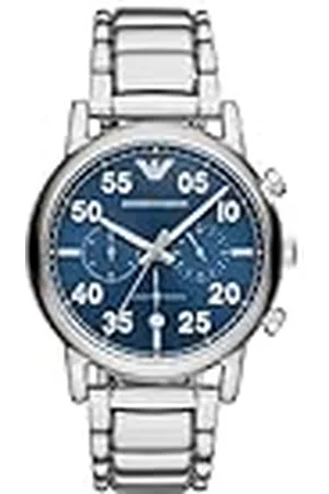 Emporio Armani Reloj Hombre, Movimiento cronógrafo, 43mm Caja de acero plateado con correa de acero, AR11132