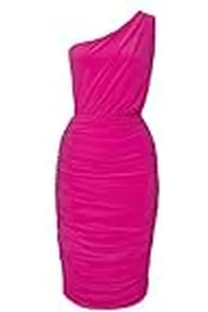 Swing Chiara | | One Size Mujer de Moda Swing lápiz Tubo Festivo Fiesta Coctel Drapeado Ajustado | Vestido de un Hombro | Rosado, Talla única