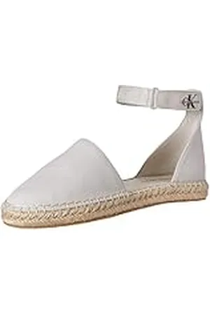 Calvin Klein Jeans Alpargatas de Tela para Mujer Ankle Calzado, Blanco (Creamy White/Bright White), 39