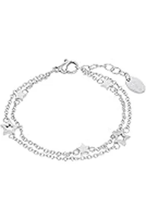 QS by s.Oliver Pulsera de acero inoxidable niña niños brazo joyas, 14+2 cm, plata, estrella, Viene en caja de regalo de joyería