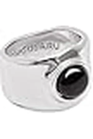 SINGULARU Anillo My Onyx. Latón Macizo con Acabado Baño de Rodio y Piedra Onix. Joyas para Mujer. Talla 18