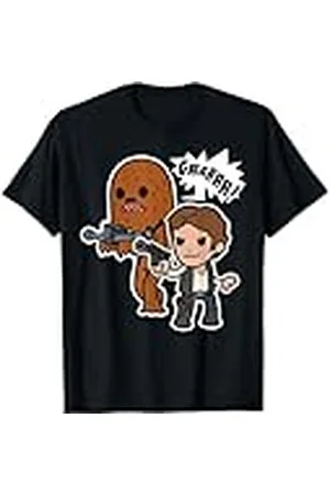 STAR WARS Camiseta Cartoon Han Solo & Chewbacca Negro Talla Pequeña Manga Larga Hombre
