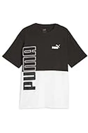 PUMA Camiseta Power Colorblock, Hombre, Black Blanco, M