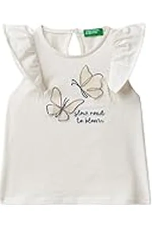 Benetton Camiseta 3lhag10em, Color Blanco, 2 años para Niñas