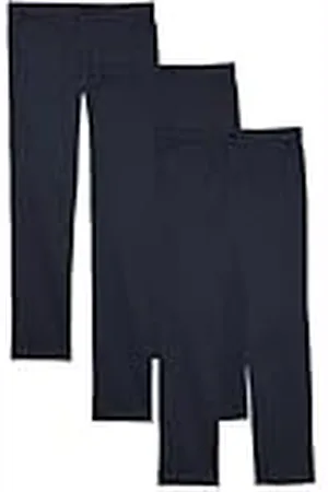 Amazon Pantalones Chinos Uniformes con Parte Delantera Plana Niña, Pack de 3, , 11 años Grande