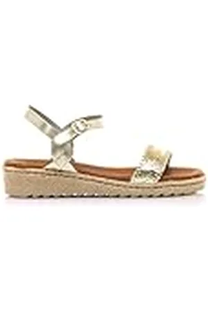 MTNG Sandalias Planas Mujer Sandalias Planas LORETTE 54127 Mujer | De Piel, con Interior Piel y Punta Redonda | Sandalias Planas Casual | Cierre con Hebilla | 57378 | Oro