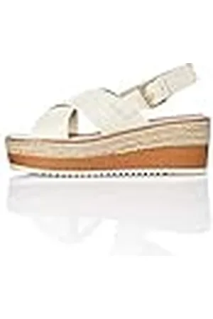 FIND Crossover Leather Platform Sandalias con Punta Abierta, Marfil Off White, 36 EU