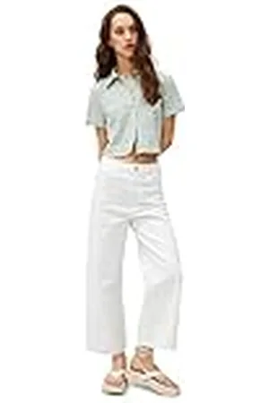 Koton Short Sleeve Button Detail Crop Shirt Camisa, , 40 para Mujer