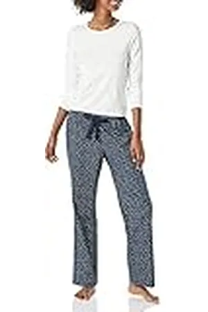 Amazon Conjunto para Dormir Ligero con Pantalón de Franela y Camiseta de Manga Larga Mujer, , XXL