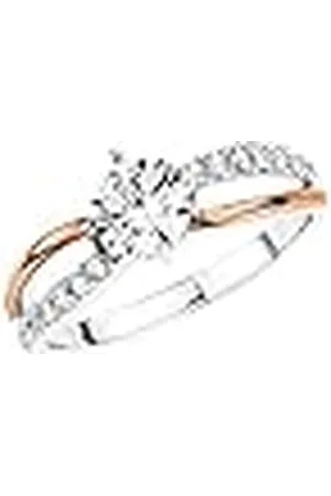 Amor Anillo Anillos de plata de ley 925 para mujer, con sintetizador de circonitas, bicolor, viene en caja de regalo de joyería