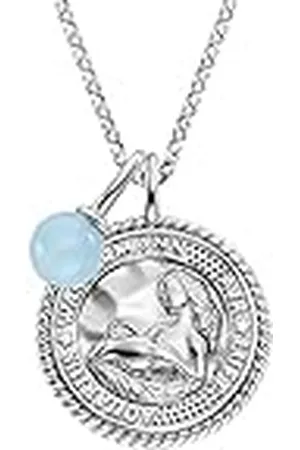 Engelsrufer Collar para mujer de de ley y colgante del signo zodiacal de Acuario, con 5 circonitas y un colgante de ágata azul, longitud: 50 cm, Länge 42 + 4 + 4 cm, esterlina