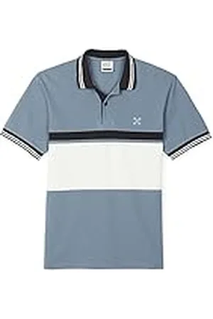 Oxbow N1NIREMO Polo de manga corta piqué a rayas para hombre, azul (Báltico), S