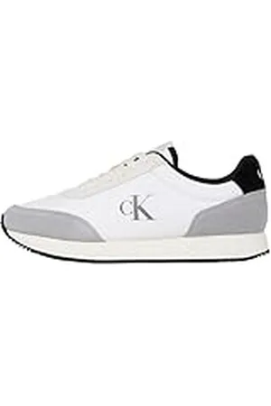Calvin Klein Runner Sneaker Hombre Retro Iconic Calzado, Multicolor (Bright White/Black/Creamy White), 40