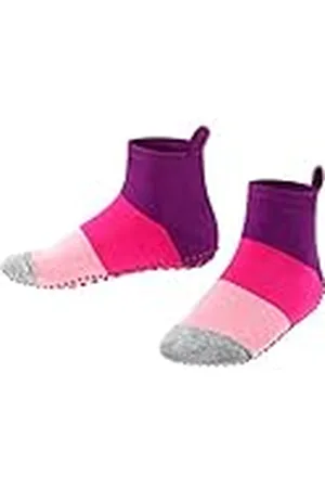 Falke Colour Block K HP algodón puños en la suela 1 par, Calcetines para casa Unisex niños, Rosa (Crocus 6962), 19-22
