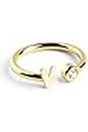 SINGULARU Anillo Personalizado Letter Spark. Ajustable. Plata de Ley 925 con Acabado Baño de de 18 Kt. Talla Unica. Joyas para Mujer. Letra V
