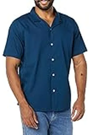 Amazon Camisa Hawaiana Ajustada de Algodón y Manga Corta Hombre, , S