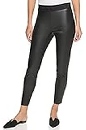 DKNY PU Pull On Leggings, , L para Mujer