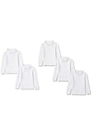 Amazon Polos de Algodón Interlock de Manga Larga Niña, Pack de 5, , 2 años
