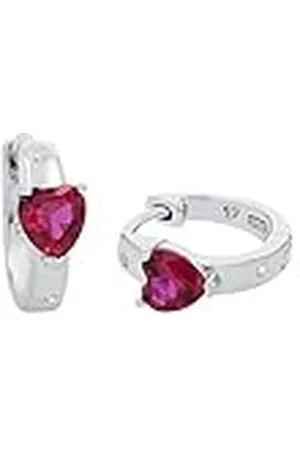 Amor Creoles Plata de Ley 925 Joyas de Orejas para Niñas, con sintetizador de circonita cúbica, 1 cm, Plata, Corazón, Viene en Caja de Regalo de Joyería