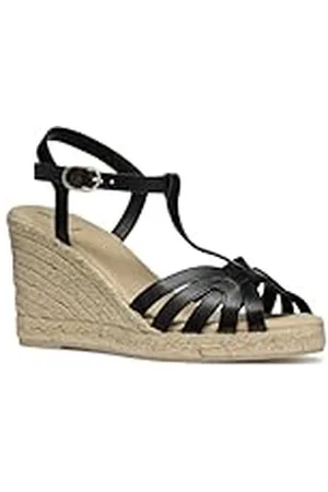 Geox D GELSA A, Sandalia de cuña Mujer, Black, 36 EU