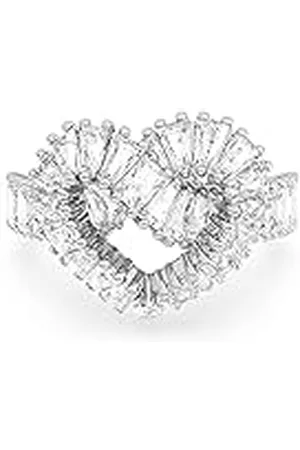 Swarovski Matrix Motif Anillo engarzado en forma de corazón con cristales transparentes en montura rodiada, Talla 52, de la Colección Matrix de