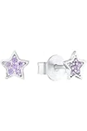 QS by s.Oliver Pendientes de plata de ley 925 joyería infantil para las orejas, con circonita sintética, 0,5 cm, plata, estrella, viene en caja de regalo de joyería, 2036827